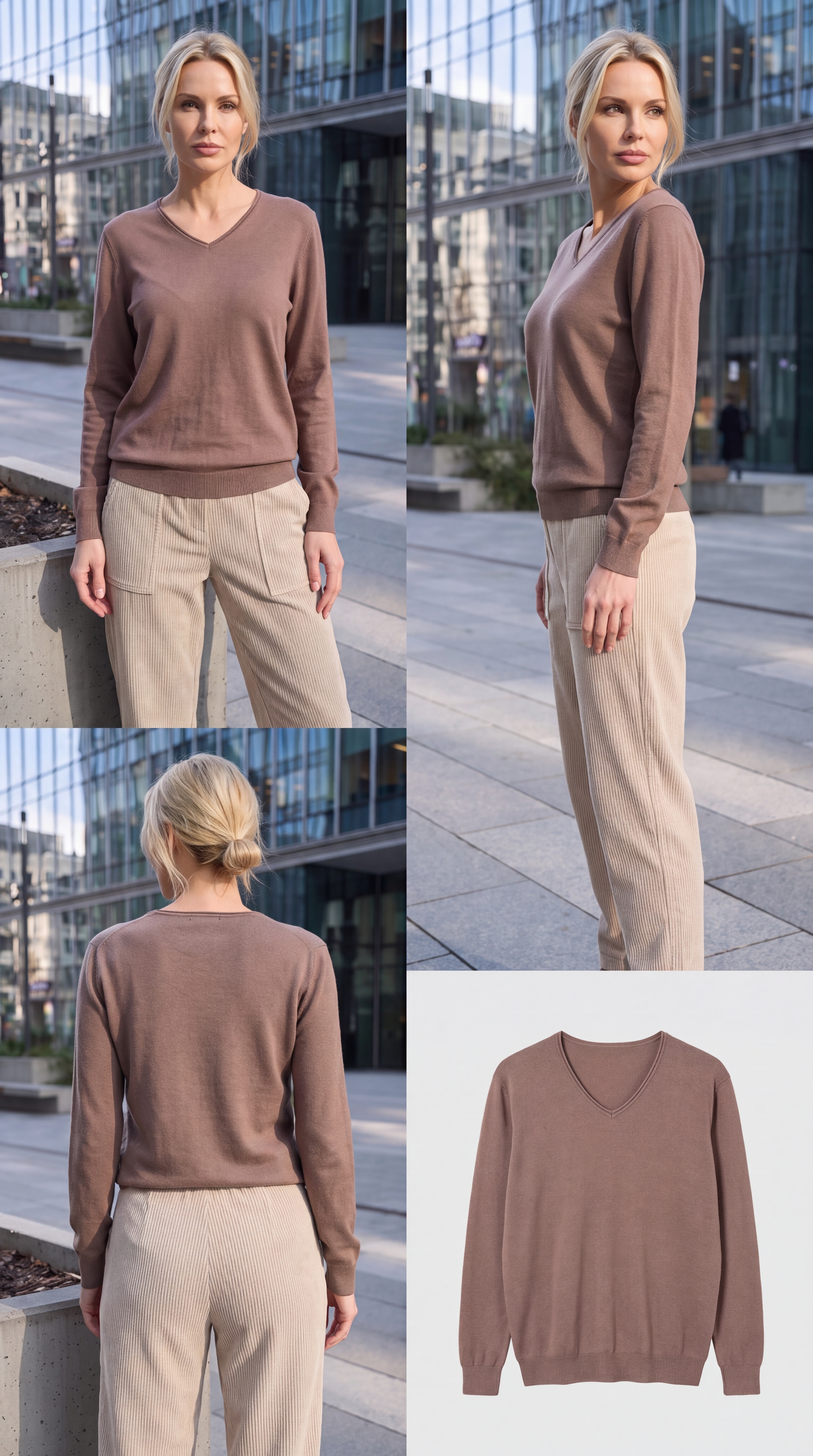 Dámsky pulóver s V-éčkovým výstrihom H.WINTER MOCCA BROWN stredne hnedá s.WEAR 8